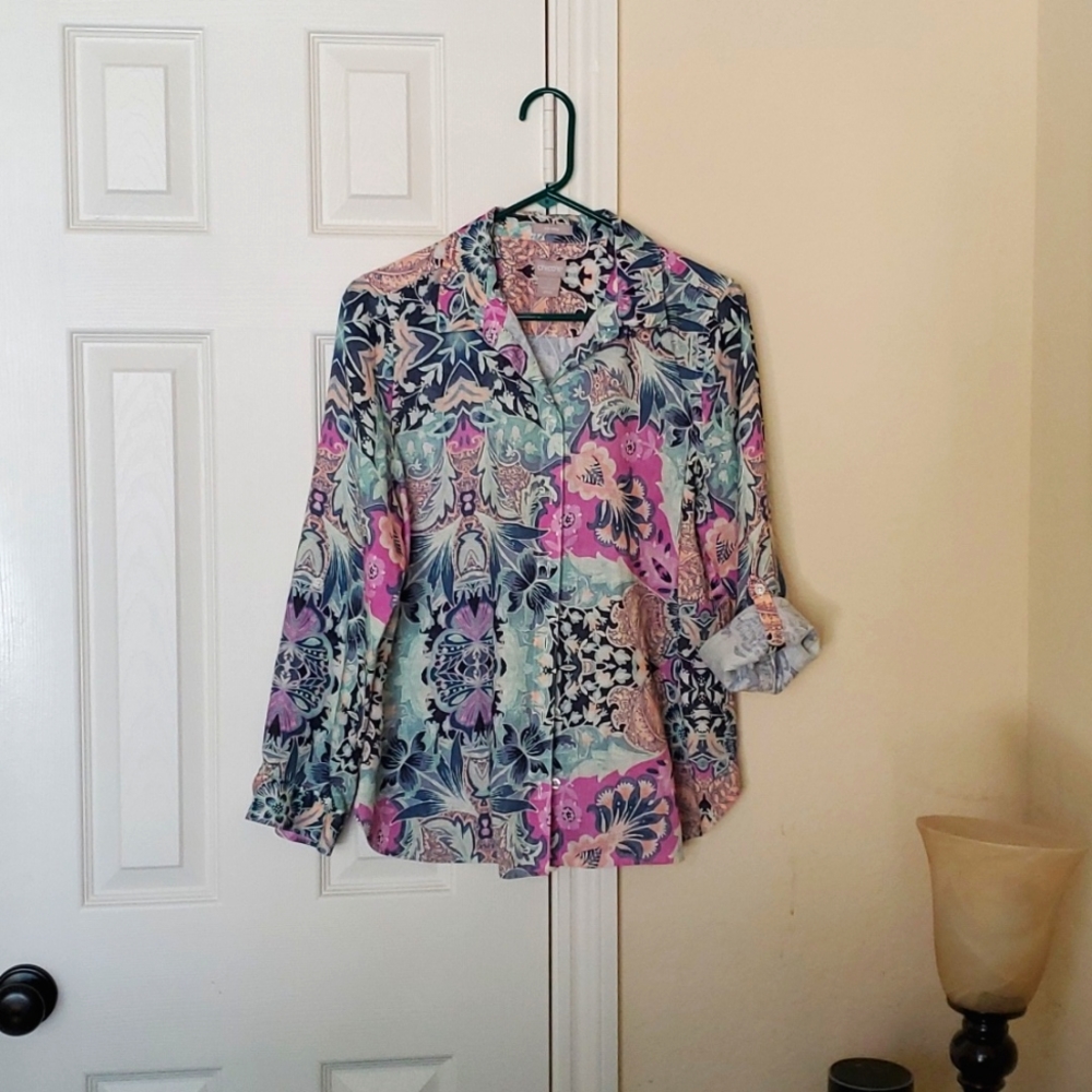 Chico's Linen Floral Shirt
